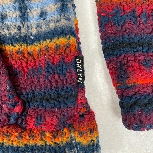 Brooklyn Cloth Fleece Aztec Native Geometric Sunset Print Color Striped Hoodie - Picture 6 of 11